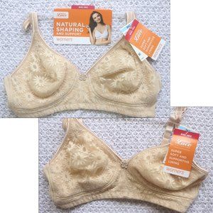 TWO Warner’s Wire-Free Natural Shaping & Support 36C Bras (COLOR: nude) NEW!